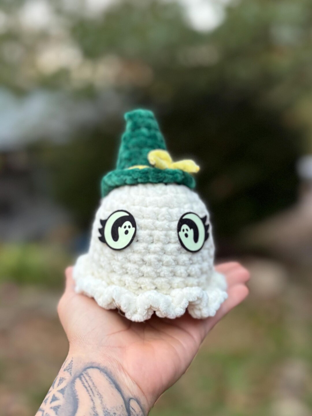 Crochet Ghost Plushie With Witch Hat – Handmade Halloween Ghost Decor ...