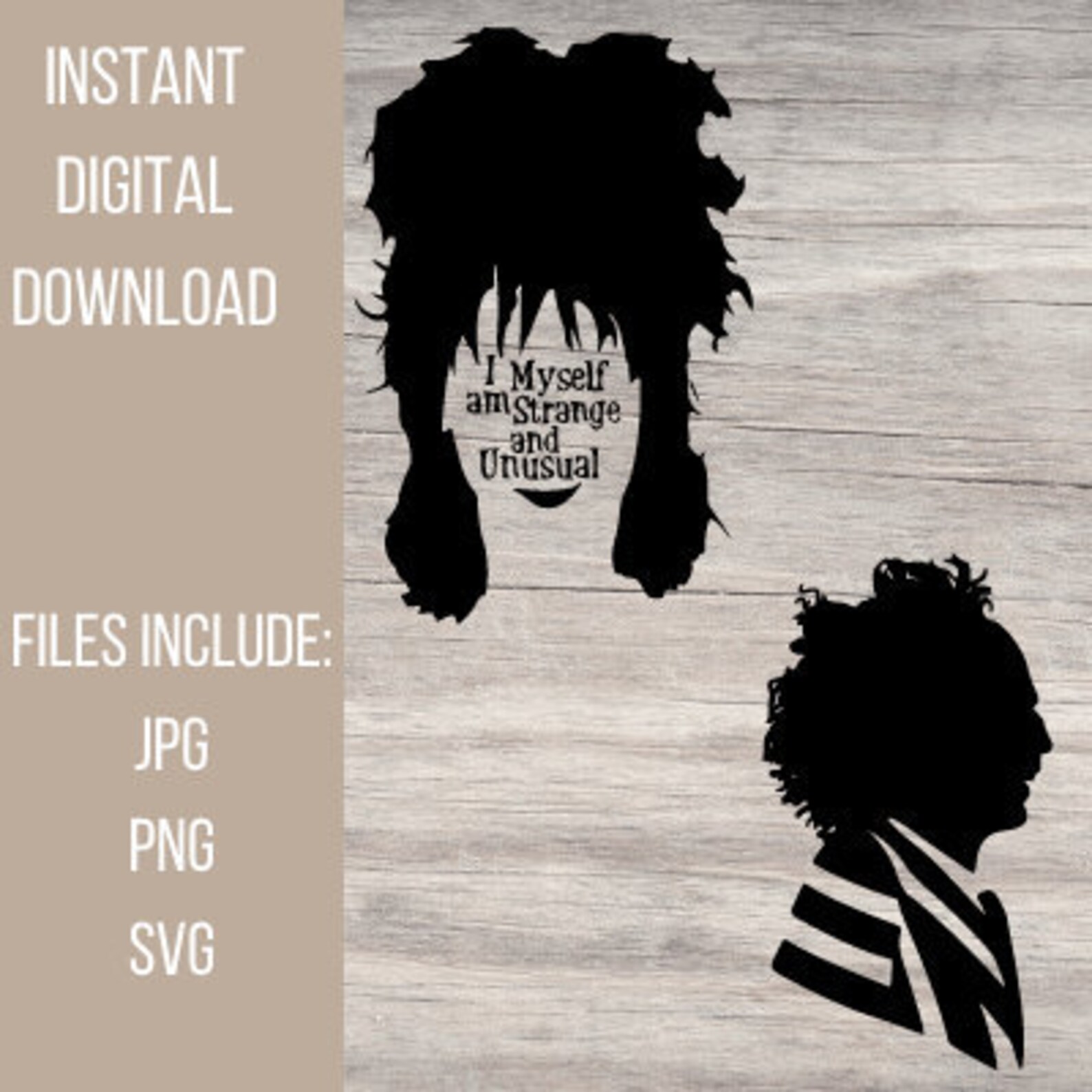 Lydia and Beetlejuice Silhouette cut file SVG-JPG-PNG | Etsy