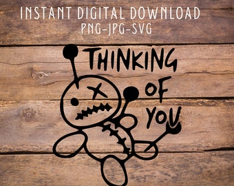Voodoo Doll SVG Cut File – Thinking of You Cricut Design – Dark Humor PNG JPG Svg for Halloween Crafts & Gothic Projects