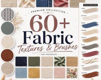 60+ Fabric Textures & Brushes for Procreate | Premium Fabric Texture Bundle | Realistic Linen, Cotton, Denim, Velvet Canvas Brushes
