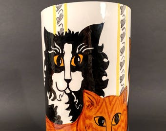 Vintage BIG Cat Vase by Nina Lyman of Cats By Nina