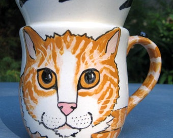 Vintage Style White Ceramic Lucky Cat Tiki Cup - Retro Barware