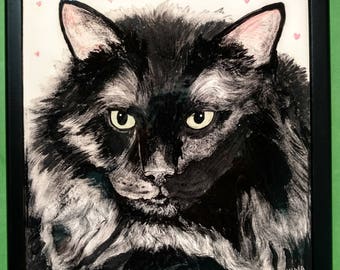 Cat Portrait Tile 6"set in Keepsake box lid