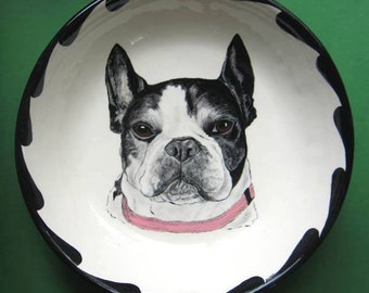 Pet Portrait Bowl-12". Your Cat or Dog handpainted on bowl