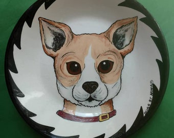 Chihuahua Face bowl handpainted by Nina Lyman