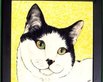 Cat Portrait Tiles 8" unframed