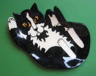 CAT SPOON REST - or soap dish , trinket holder or tea bag holder