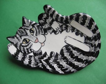 CAT SPOON REST - or soap dish , trinket holder or tea bag holder