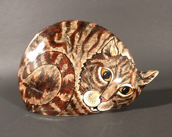 Vintage Brown Tabby Curled Vase by Nina Lyman