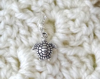 Set of 5 Silver Sea Turtle/Tortoise  Stitch Markers for Crochet, Knitting Marker, Progress Marker, Removable Stitch Marker, WIP Marker