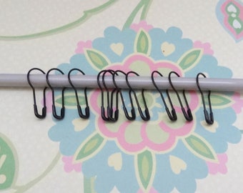 Set of 20, 50 or 100 Black Removable Stitch Markers for Knitting, Crochet Markers,Knit Notions,French Bulb Pins, Fits up to US 10.5 (6.5 mm)