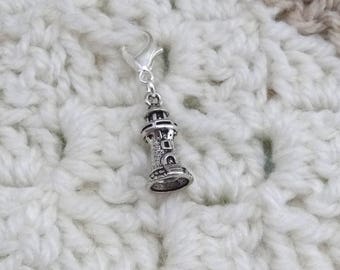 Set of 5 Silver 3D Lighthouse Stitch Markers for Crochet, Knitting Marker, Progress Marker, Removable Stitch Marker, WIP Marker