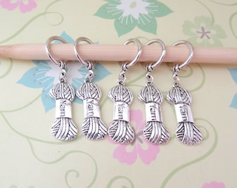 Set of 5 Silver Yarn Lover Snag Free Knitting Stitch Markers, Knitting Marker, Progress Marker, WIP Marker, Fits up to 9mm or US 13