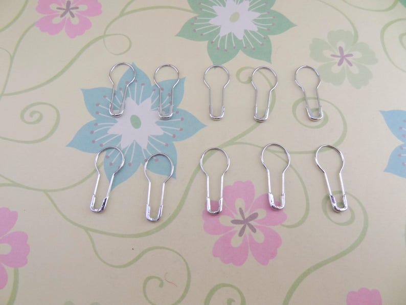 Set of 20, 50 or 100 Silver Removable Stitch Markers for Knitting, Crochet Markers,Knit Notions,French Bulb Pin, Fits up to US 10.5 6.5 mm image 2