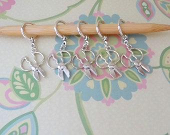 Set of 5 Silver Scissors Snag Free Stitch Markers for Knitting, Knitting Marker, Progress Marker, WIP Marker, Fits up to 9mm or US 13