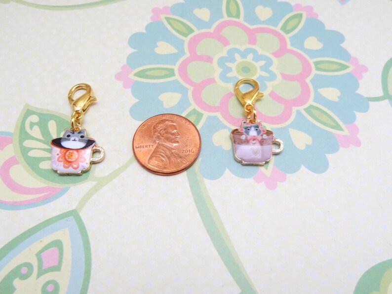 Knitting Marker Set of 5 Gold Cat Stitch Markers for Crochet Progress Marker WIP Marker Removable Stitch Marker