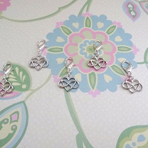 Set of 5 Gold or Silver Infinity Heart Stitch Markers for Crochet, Knitting Marker, Progress Marker, Removable Stitch Marker, WIP Marker image 7