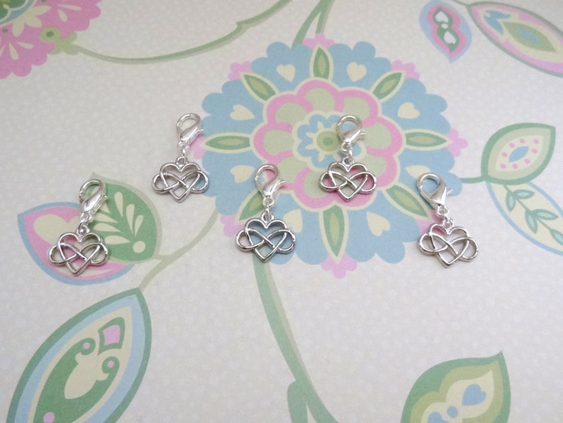 Set of 5 Gold or Silver Infinity Heart Stitch Markers for Crochet, Knitting Marker, Progress Marker, Removable Stitch Marker, WIP Marker image 7