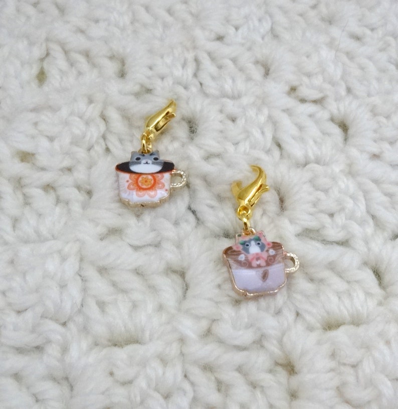 Knitting Marker Set of 5 Gold Cat Stitch Markers for Crochet Progress Marker WIP Marker Removable Stitch Marker