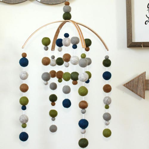 RAINBOW Felt Ball Mobile Baby Mobile Crib Mobile Nursery Etsy