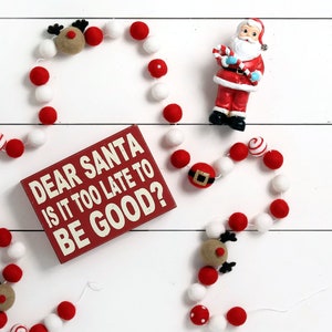Santa Baby Felt Ball Garland, Christmas Pom Pom Garland, Winter Decor, Felt Balls, Party Decor, Rustic Decor, Santa and Rudolph Felt Balls