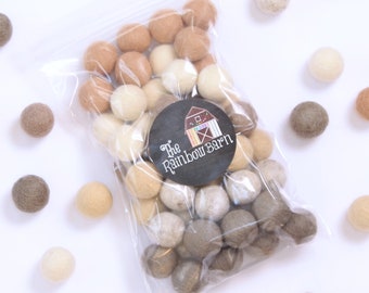 Farmhouse Neutral Felt Balls, Pom Poms, Felt Ball Garland, Wool Felt Balls, Felted Balls, Loose Felt Balls,  Felt Ball Garland DIY
