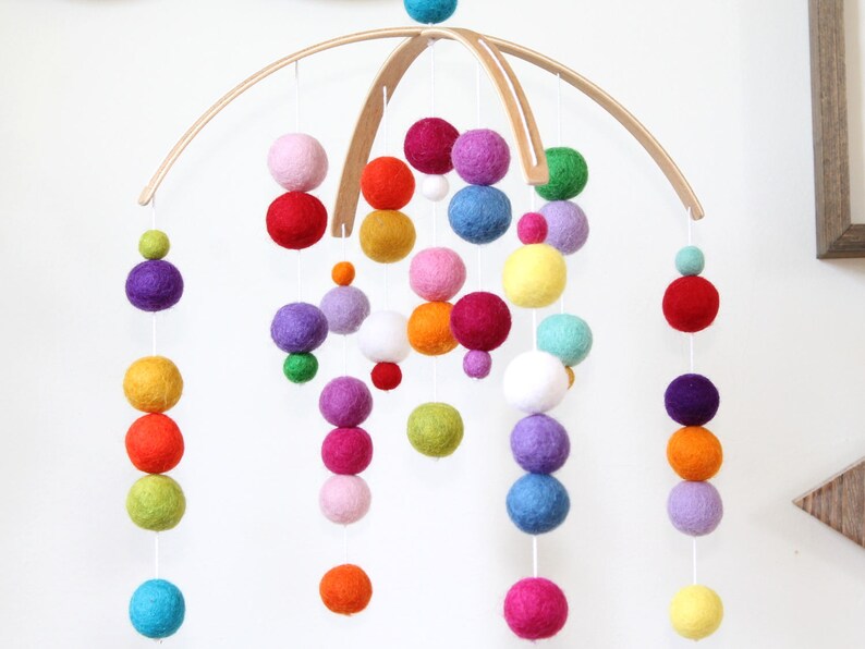 RAINBOW Felt Ball Mobile Baby Mobile Crib Mobile Nursery Etsy