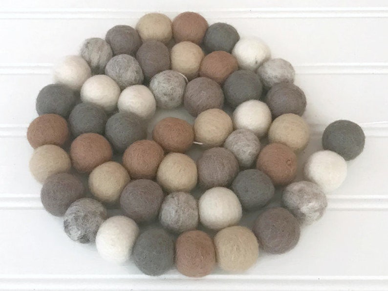 Neutral Felt Ball Garland, Pom Pom Garland, Nursery Decor, Bunting Banner, Party Decor, Holiday, Christmas, Winter Decor, Farmhouse Style image 6