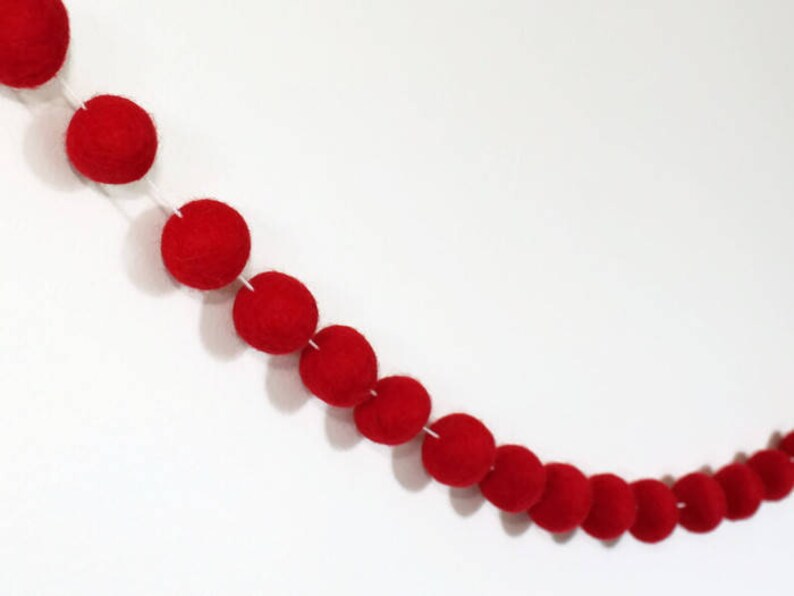 Felt Ball Garland Red for Christmas Red Pom Pom Garland Etsy