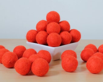 Felt Balls: SUNRISE, Felted Balls, DIY Garland Kit, Wool Felt Balls, Felt Pom Pom, Handmade Felt Balls, Orange Felt Balls, Orange Pom Poms