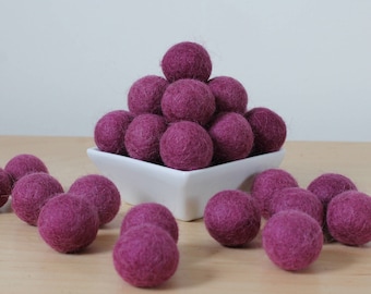 Felt Balls: MULBERRY, Felted Balls, DIY Garland Kit, Wool Felt Balls, Felt Pom Pom, Handmade Felt Balls, Purple Felt Balls, Purple Pom Poms