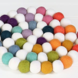Mod Rainbow Felt Ball Garland, Pom Pom Garland, Nursery Decor, Bunting Banner, Party Decor, Bright, Playroom Decor