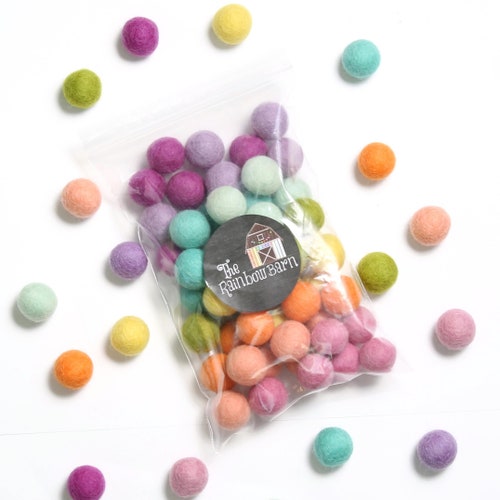 50 Handmade Wool Felt Balls - 1cm Tiny Pom Poms, Random Color Mix, 100% Felted 9 thumbnail image