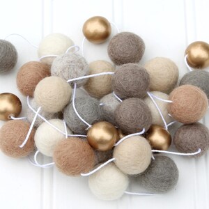 Custom FELT BALL GARLAND with Metallic Gold and Silver Beads, Pom Pom Garland, Wool Felt Balls, Nursery Decor, Birthday Party Decor, Bunting image 9