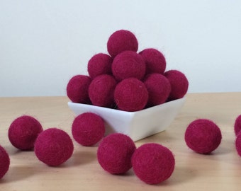 Felt Balls: CLARET, Felted Balls, DIY Garland Kit, Wool Felt Balls, Felt Pom Pom, Handmade Felt Balls, Red Felt Balls, Red Pom Poms