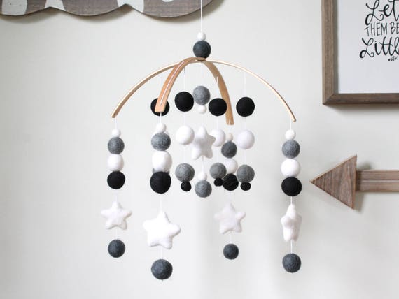 black and white cot mobile