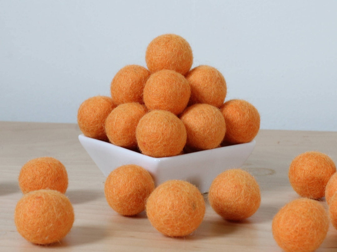 Felt Balls CANTALOUPE, Felted Balls, DIY Garland Kit, Wool Felt Balls, Felt Pom Pom, Handmade