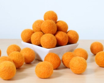 Felt Balls: ORANGE, Felted Balls, DIY Garland Kit, Wool Felt Balls, Felt Pom Pom, Handmade Felt Balls, Orange Felt Balls, Orange Pom Poms