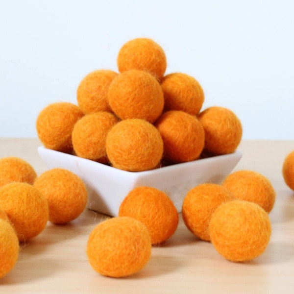 Felt Balls: ORANGE, Felted Balls, DIY Garland Kit, Wool Felt Balls, Felt Pom Pom, Handmade Felt Balls, Orange Felt Balls, Orange Pom Poms