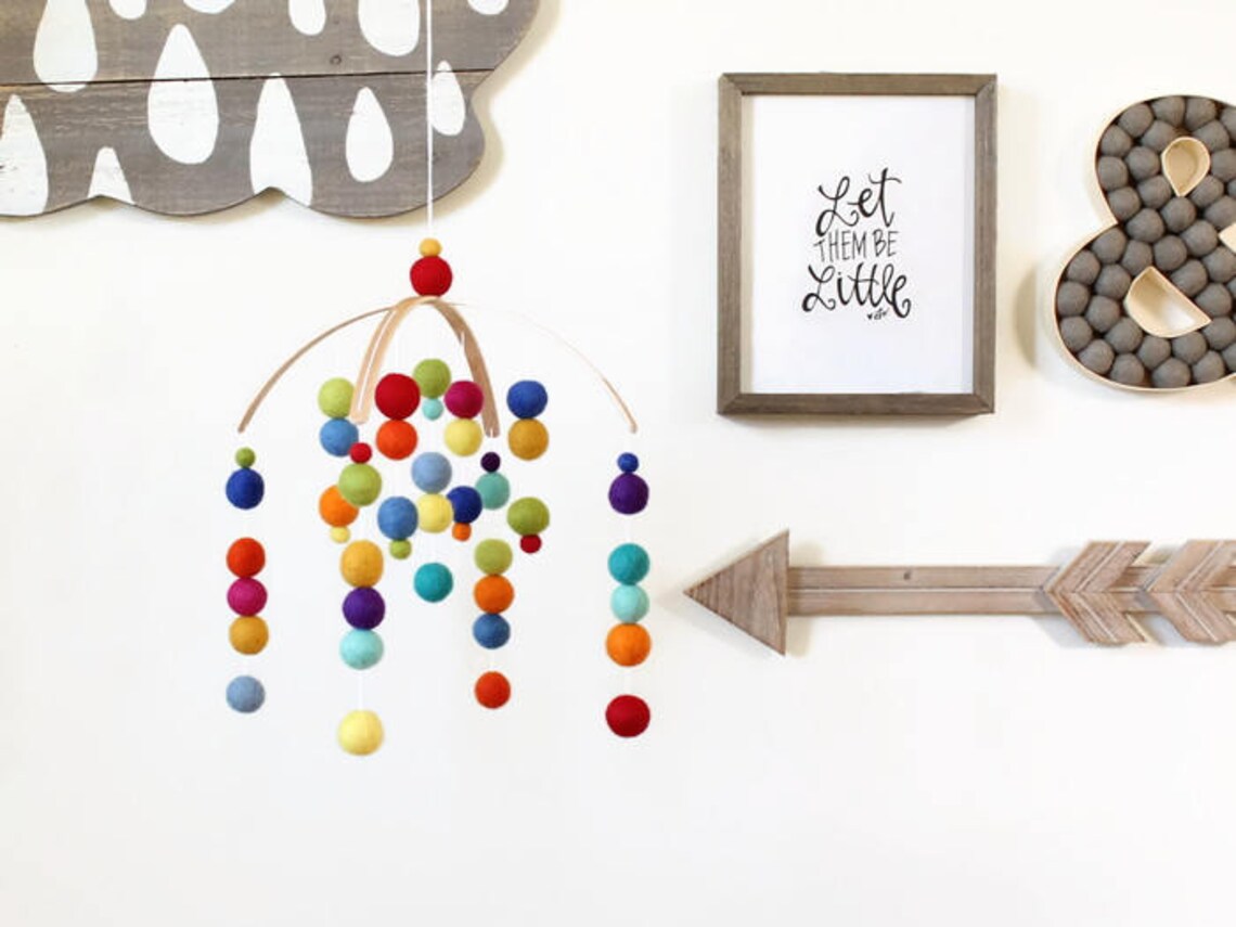 RAINBOW Felt Ball Mobile Baby Mobile Crib Mobile Nursery Etsy