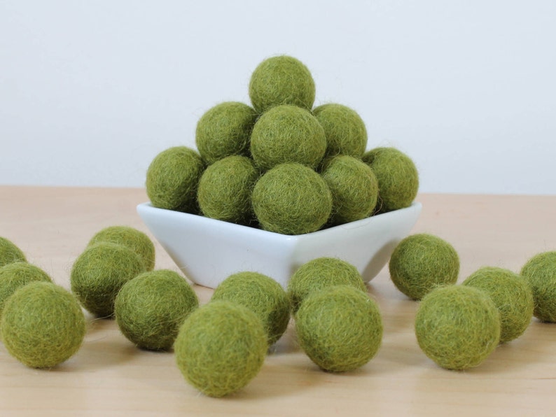 Felt Pom Pom Green Felt Balls DIY Garland Kit Felt Balls: ASPARAGUS Felted Balls Handmade Felt Balls Green Pom Poms Wool Felt Balls