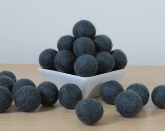Felt Balls: SLATE, Felted Balls, DIY Garland Kit, Wool Felt Balls, Felt Pom Pom, Handmade Felt Balls, Gray Felt Balls, Gray Pom Poms