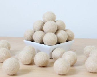 Felt Balls: ALMOND, Felted Balls, DIY Garland Kit, Wool Felt Balls, Felt Pom Pom, Handmade Felt Balls, Beige Felt Balls, Beige Pom Poms