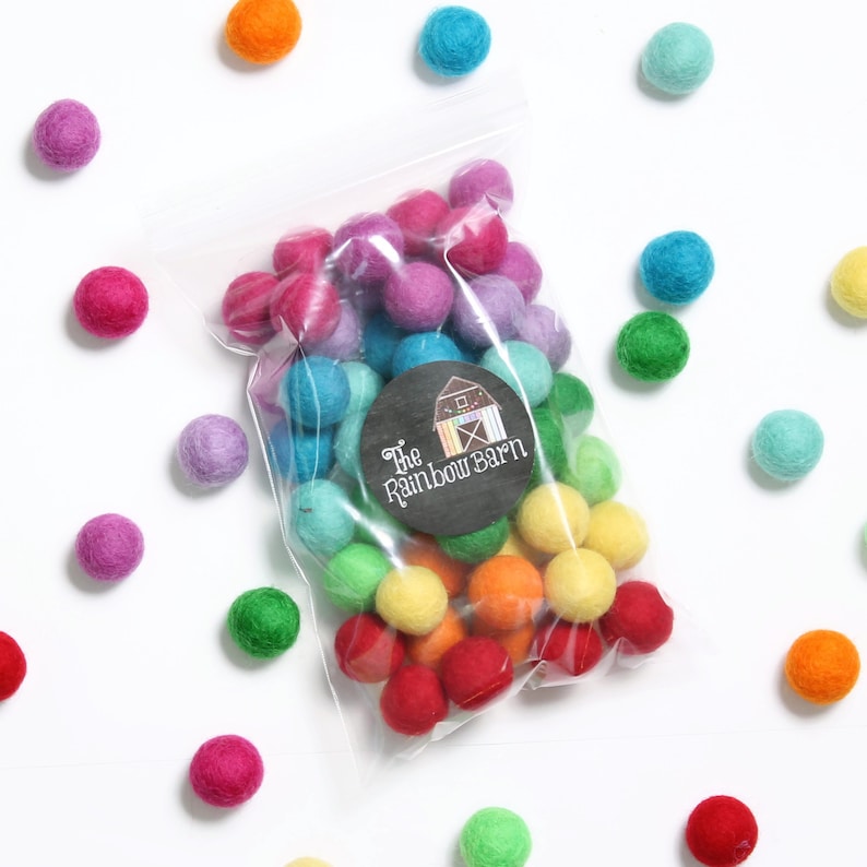 Bright Rainbow Felt Balls Pom Poms Felt Ball Garland Wool Etsy