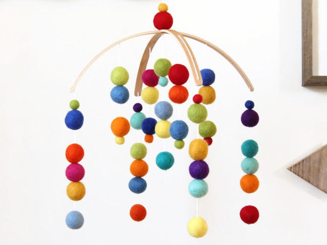 RAINBOW Felt Ball Mobile Baby Mobile Crib Mobile Nursery Etsy
