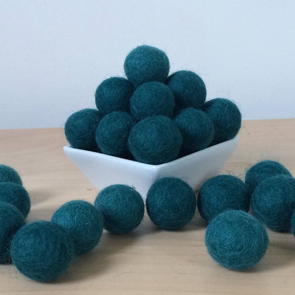 Felt Balls: EMERALD, Felted Balls, DIY Garland Kit, Wool Felt Balls, Felt Pom Pom, Handmade Felt Balls, Blue Felt Balls, Blue Pom Poms