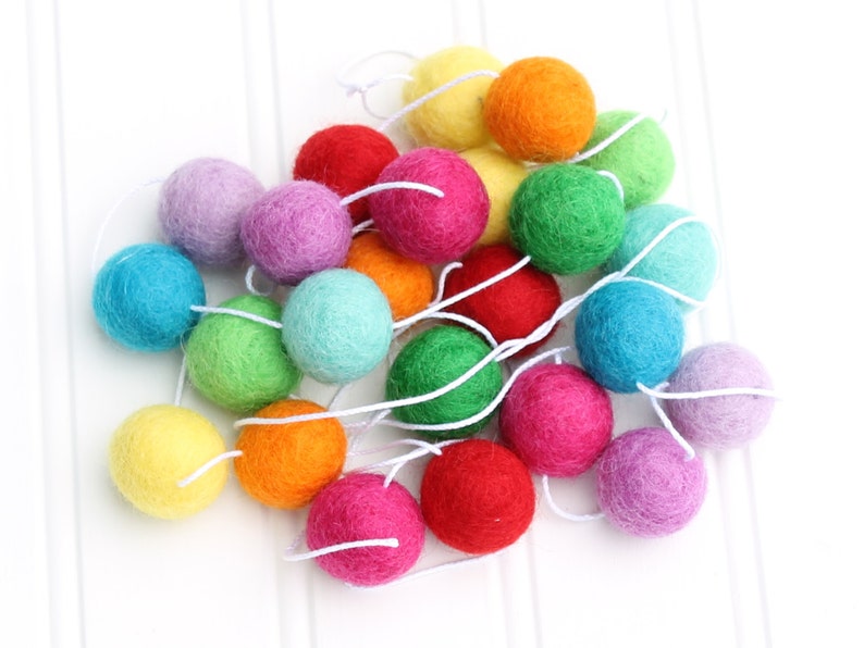 Felt Ball Garland RAINBOW Pom Pom Garland Rainbow Garland Etsy