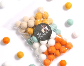 Autumn Mint Felt Balls, Pom Poms, Felt Ball Garland, Wool Felt Balls, Felted Balls, Loose Felt Balls, Felt Ball Garland DIY, Handmade