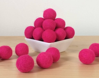 Felt Balls: HOT PINK, Felted Balls, DIY Garland Kit, Wool Felt Balls, Felt Pom Pom, Handmade Felt Balls, Pink Felt Balls, Pink Pom Poms