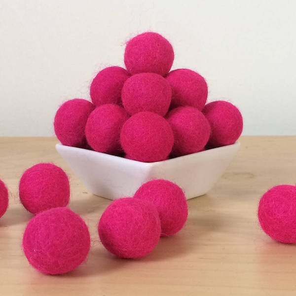 Felt Balls: HOT PINK, Felted Balls, DIY Garland Kit, Wool Felt Balls, Felt Pom Pom, Handmade Felt Balls, Pink Felt Balls, Pink Pom Poms